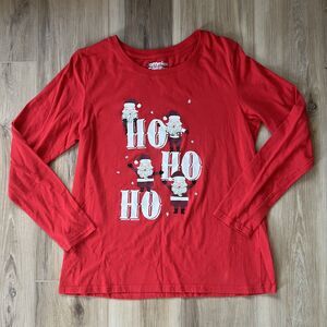 Womens Ladies Red Santa Clause Ho Ho Ho Christmas T-Shirt Top Tee sz M